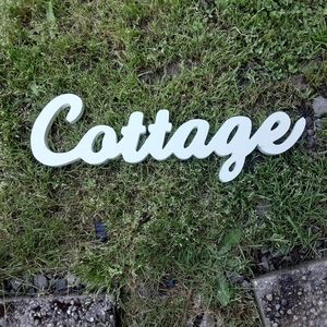 Cottage white hanging wood sign